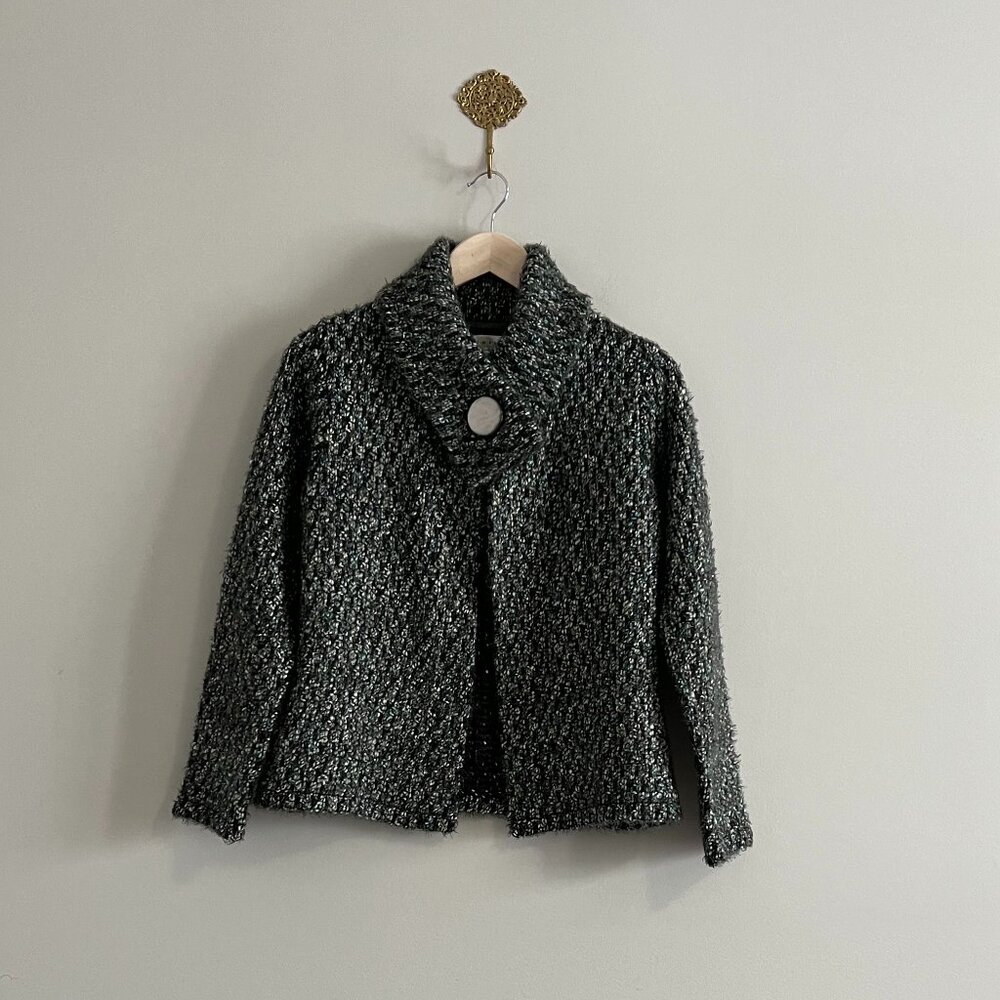 Tweeds Knit Cardigan Jacket Small Textured Blazer Multicolor One Button